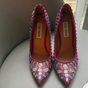 Steve Madden Fuchsia Embellished Barbie Heels